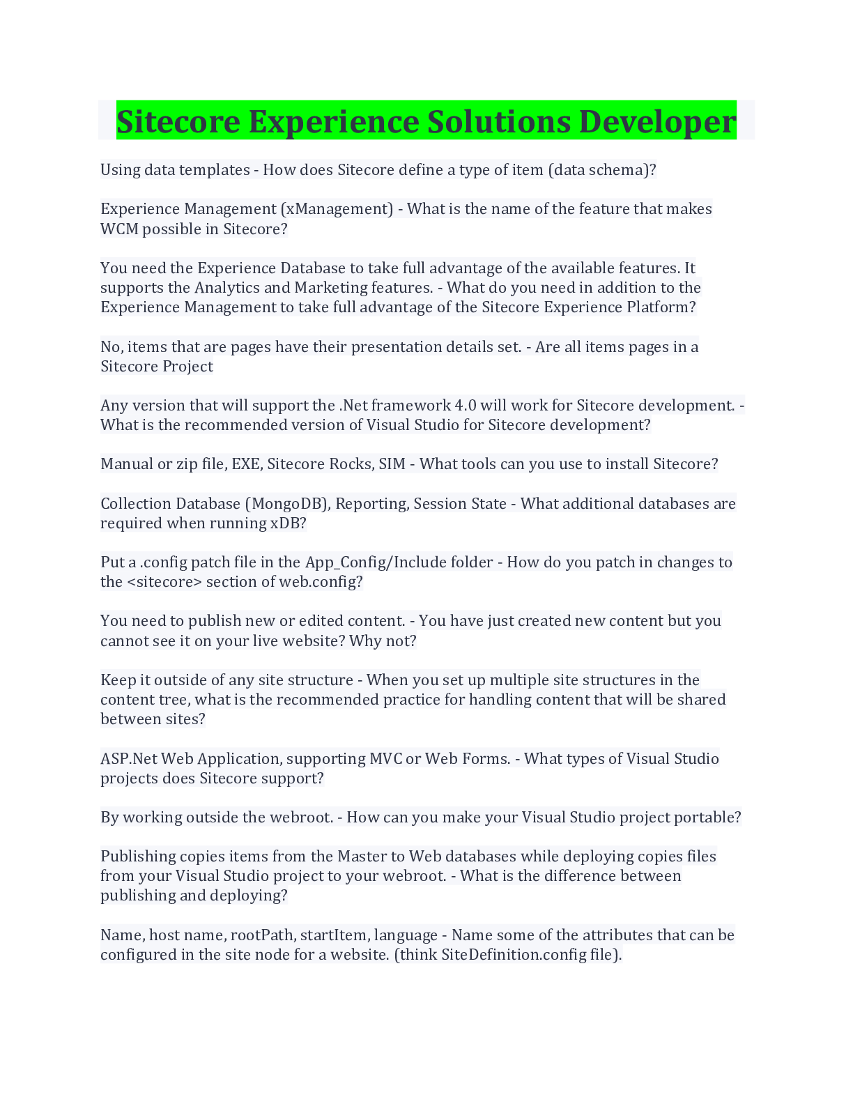 Preview image for Sitecore Experience Solutions Developer Questions And Answers